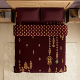 Spaces Rangana Digital 100% Cotton Double Quilt, 300 TC, Ornate, Dark Red