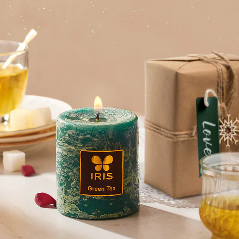 IRIS Green Tea Aromatic Pillar Candle 220gm