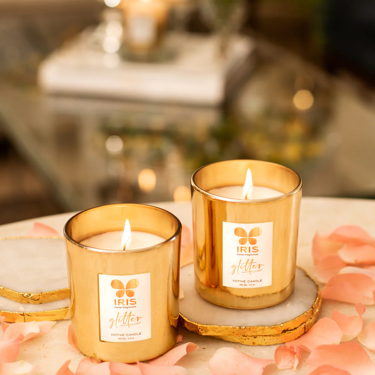 IRIS Gold Glass Votive 128gm