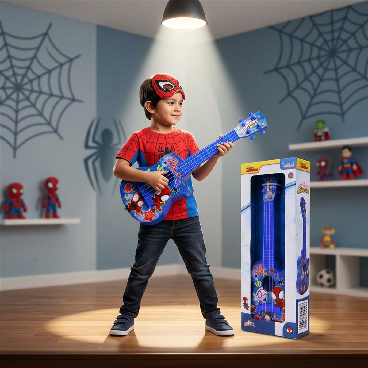 Kriiddaank Spiderman 4-String Small Toy Guitar for Kids