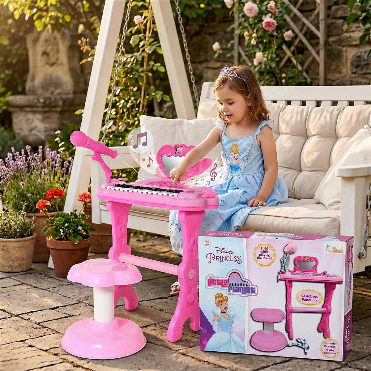 Kriiddaank Disney Princess Little Pianist Keyboard Toy with Microphone & Stool