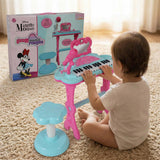 Kriiddaank Minnie Mouse Little Pianist Keyboard for Girls â€“ Musical Toy with Microphone, Stool & Dress