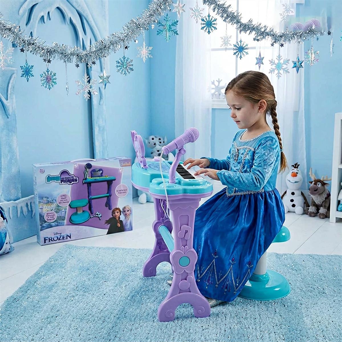 Kriiddaank Frozen-Themed Little Pianist Keyboard with Microphone & Stool