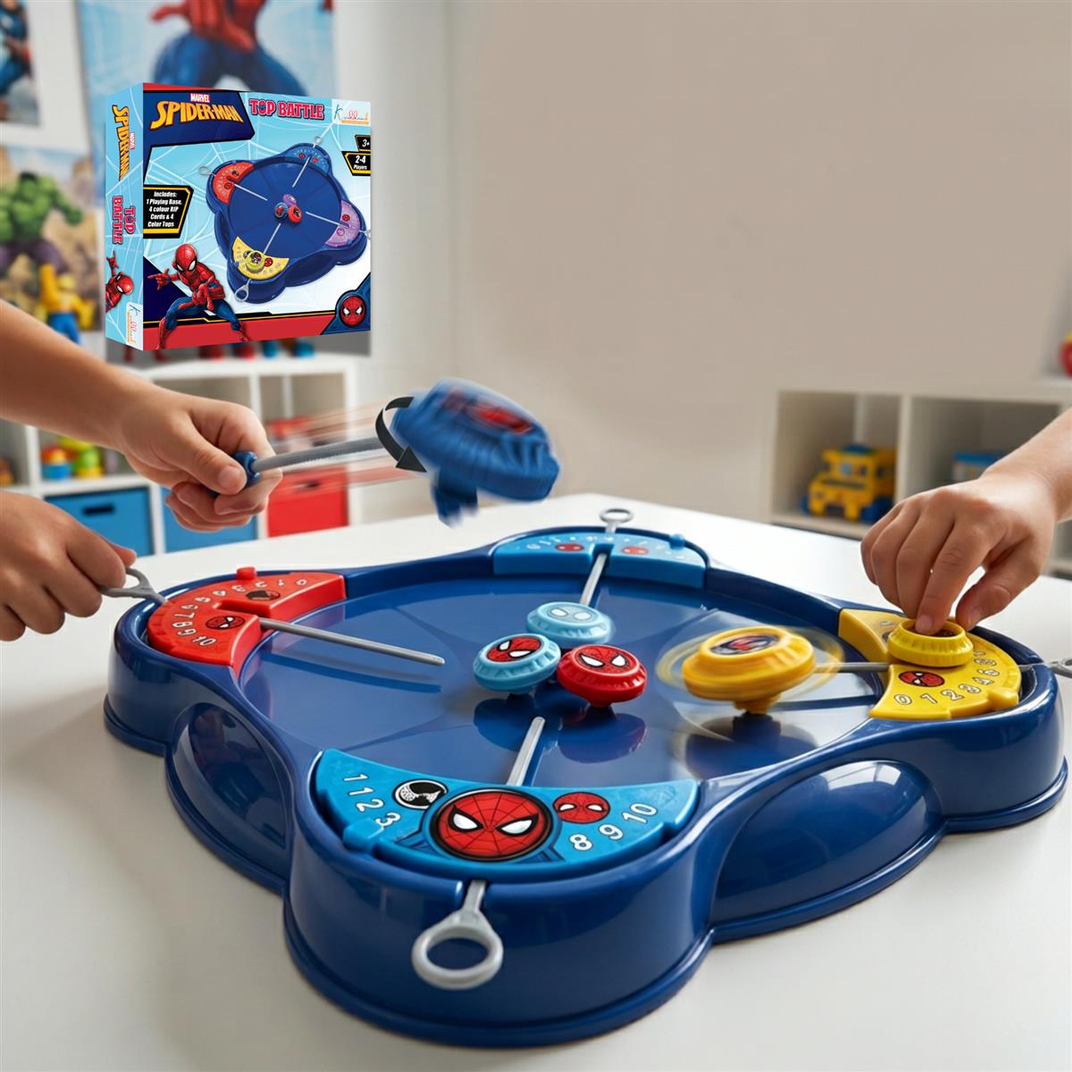 Kriiddaank Spiderman-Inspired Spinning Top Set - 5-Piece Battling Toy for Kids 5+