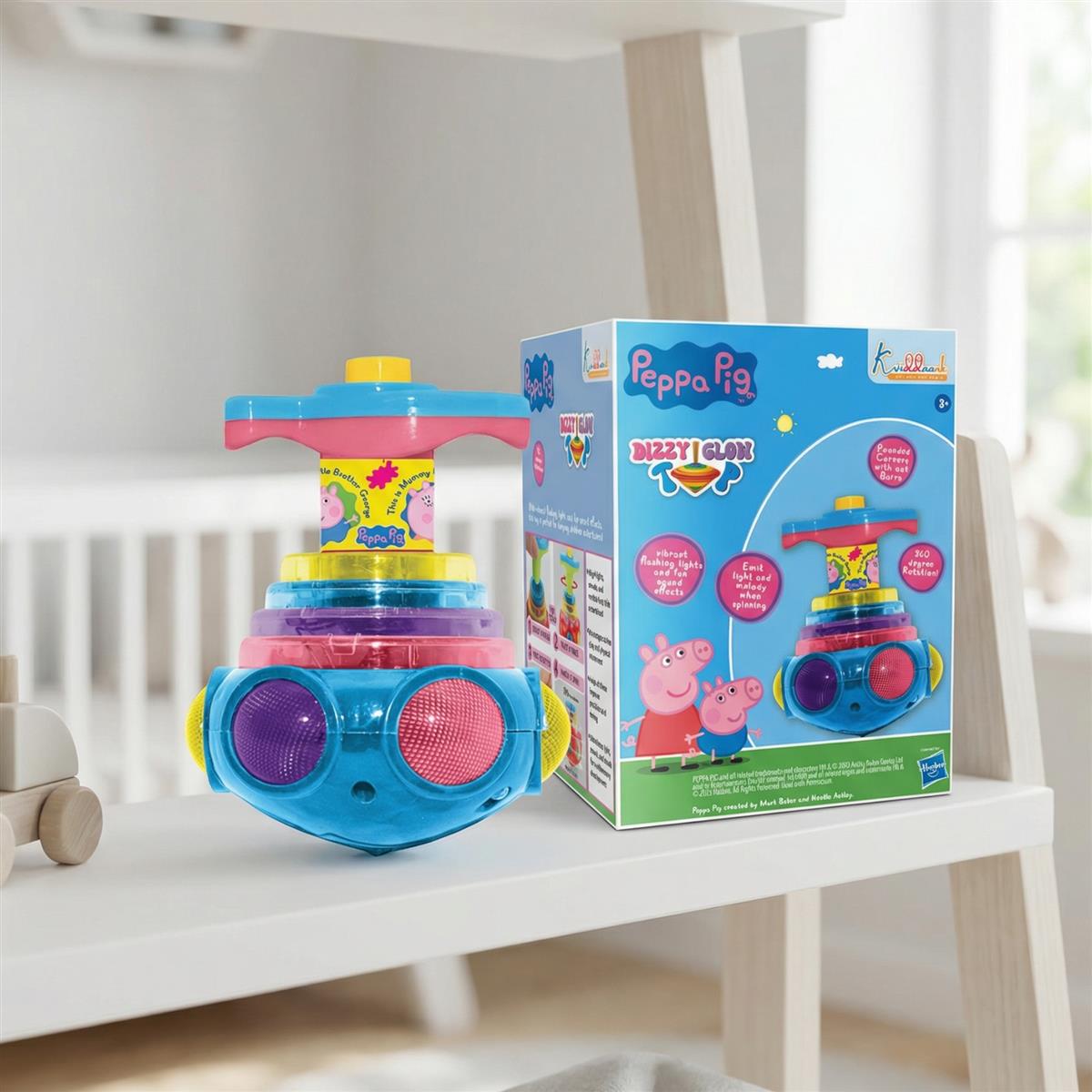 Kriiddaank Peppa Pig Dizzy Glow Top - Musical Spinning Top Toy with LED Flashing Lights,