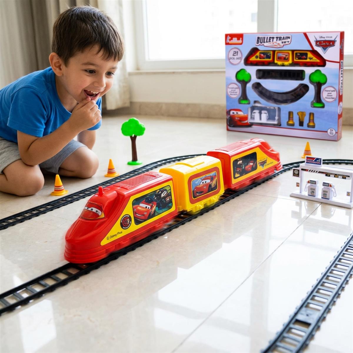 Kriiddaank Disney Pixar Cars Train Set- 11 Piece
