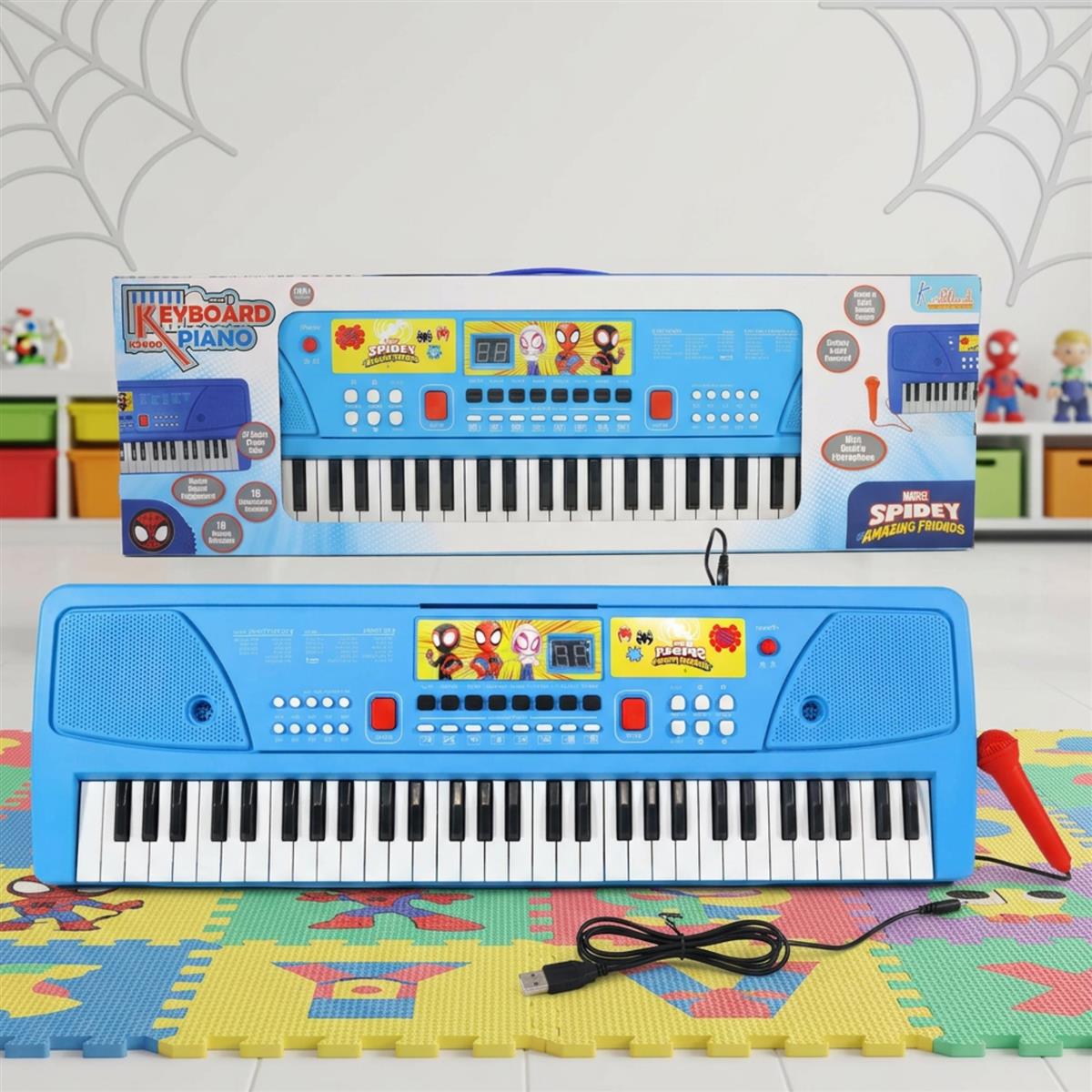 Kriiddaank Spiderman Keyboard Piano for Kids - 61 Key Blue
