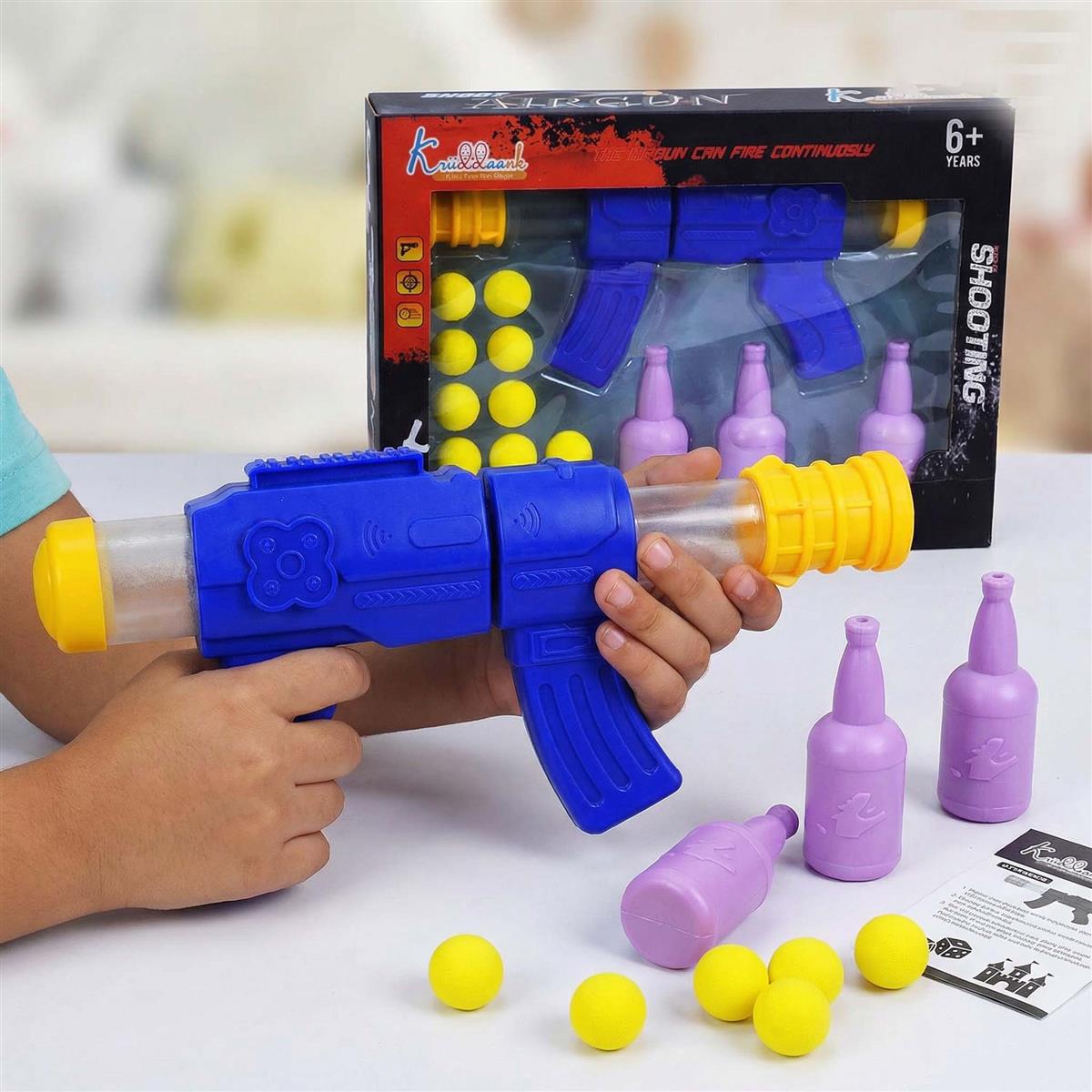Kriiddank Foam Dart Gun Soft Ball Air-Powered Blaster Toy for Kids - Shooting Game with Target Boards & 16 Pieces