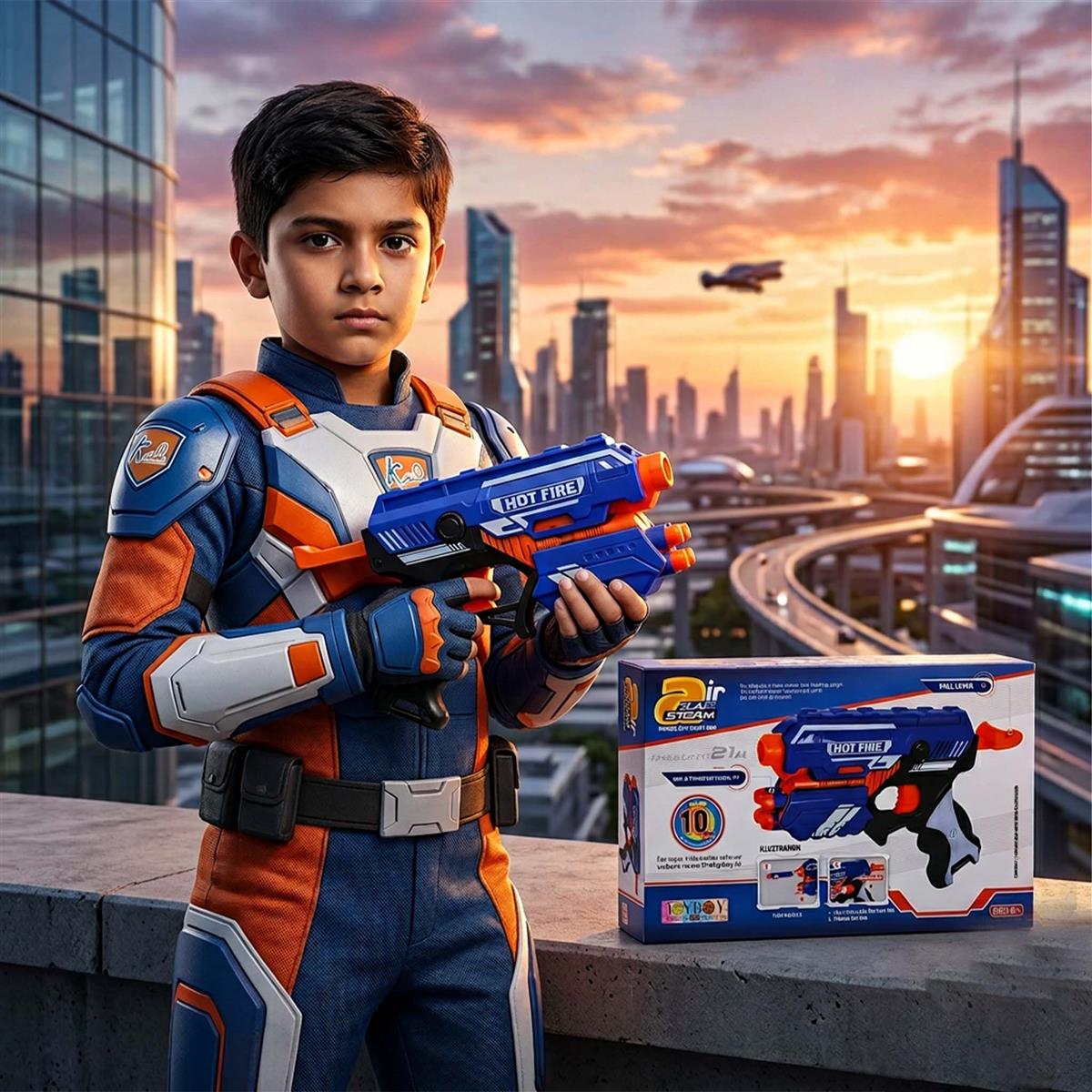 kriiddaank Blaze Storm Blaster Gun Toy for Kids - Soft Bullet Foam Dart Blaster with 10 EVA Bullets, Manual Single Shot Shooting Toy for Boys 3+ Years, Safe & Fun Action Playset, Multicolor