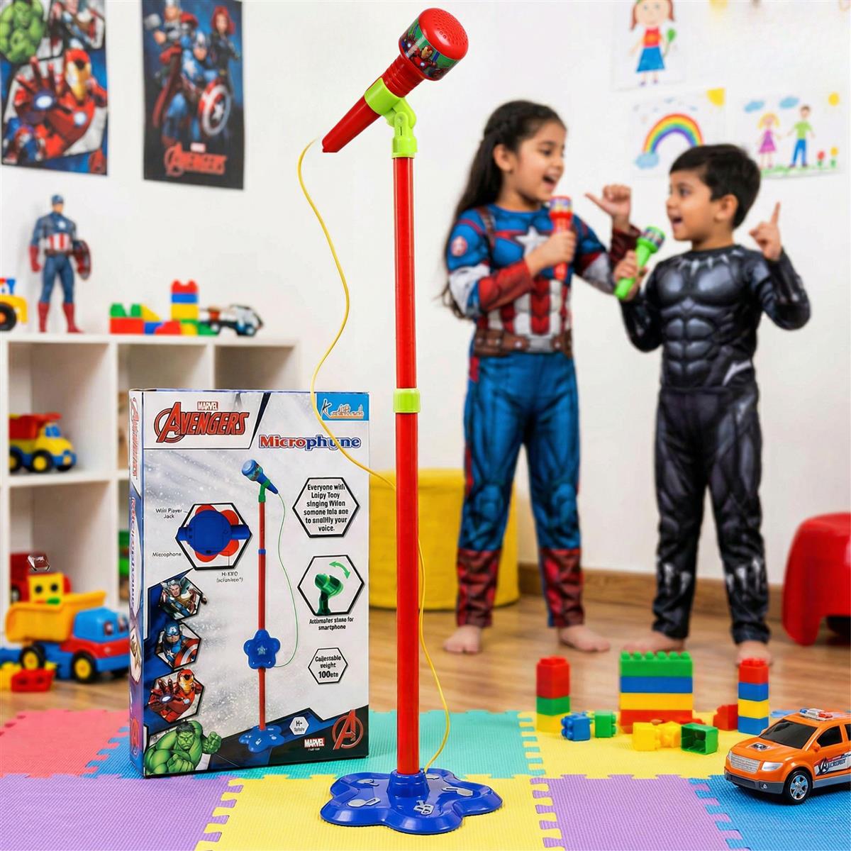 Kriiddaank Marvel Avengers Karaoke Microphone with Adjustable Stand for Kids Red