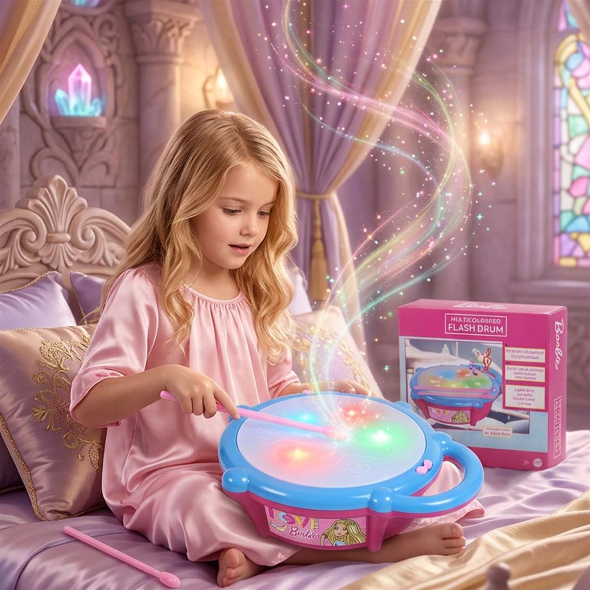 Kriiddaank Barbie Electronic Flash Drum with 3D Rhythm Lights & Music