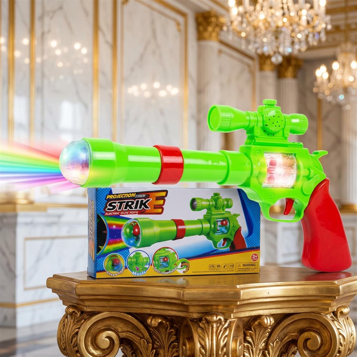 Kriiddaank Strike Gun Toy - Kids Safe Soft Bullet Blaster with Foam Bullets, Sound & Projection Lights
