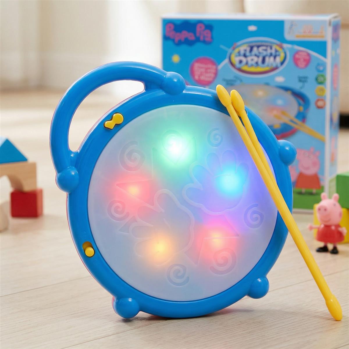 Kriiddaank Hasbro Peppa Pig Theme Flash Drum Musical Toy with 3D LED Lights