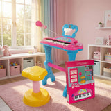 Kriiddaank Mattel Barbie Theme Little Pianist Keyboard with Microphone & Stool