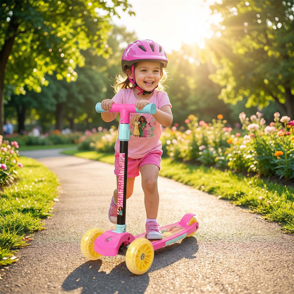 Kriiddaank Barbie Adventure 3-Wheel Kick Scooter for Kids (Ages 3-12), 5-Level