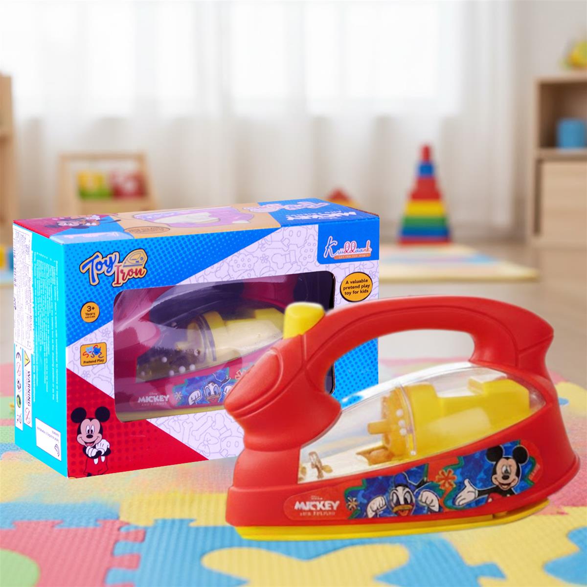 Kriiddaank Mickey Mouse Theme Pretend Play Iron Toy for Kids with Lights and Sound