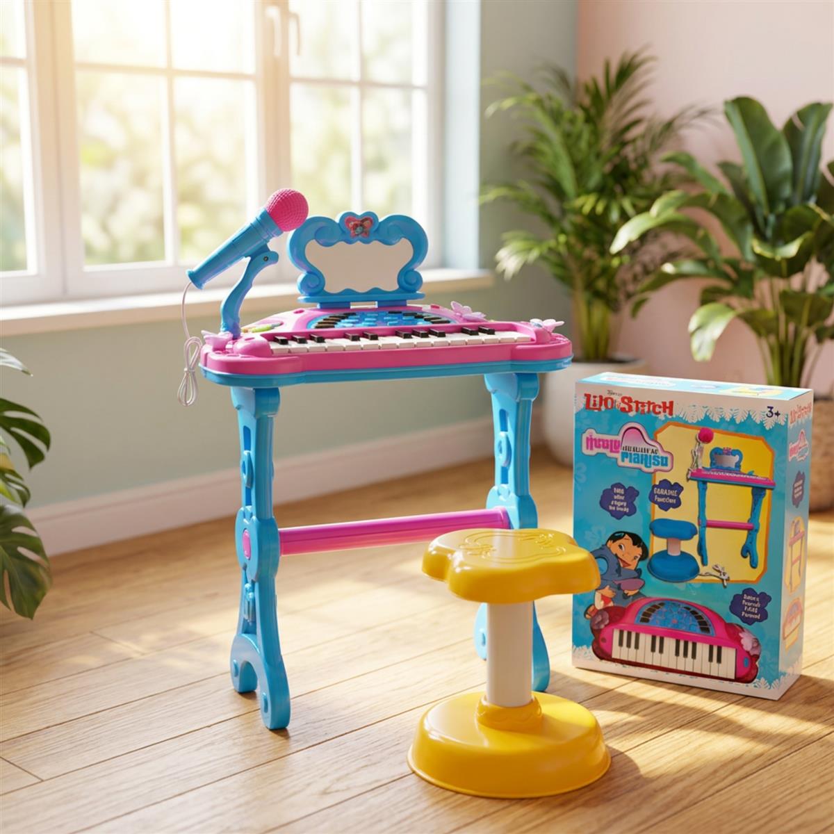 Kriiddnnak Disney Stitch Theme Little Pianist Keyboard Set for Kids