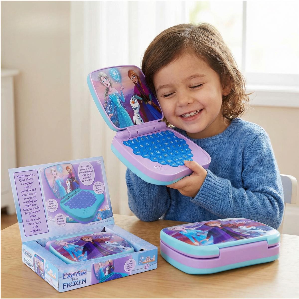 Kriiddaank Frozen Theme Educational Laptop for Kids â€“ Screen-Free Learning Toy for Preschoolers
