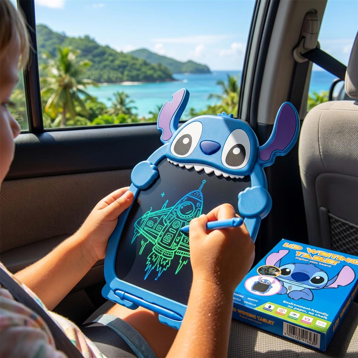Kriiddaank Stitch LCD Writing Magic Tablet for Kids - 8.5 Inch Colorful Drawing Pad, Blue