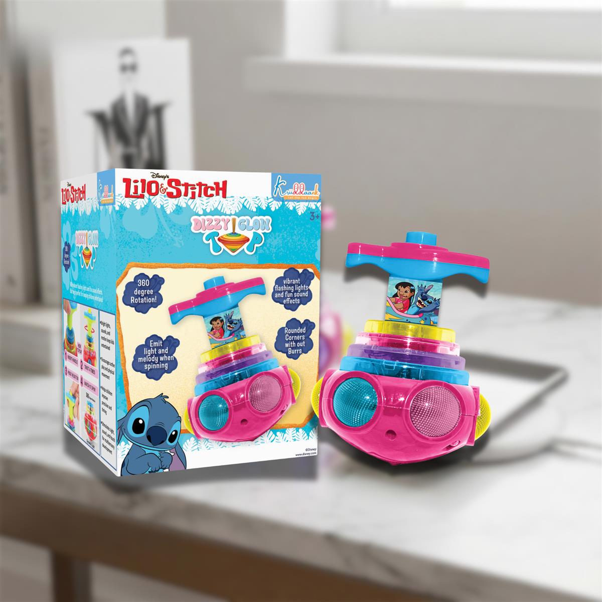 Kriiddaank Stitch Dizzy Glow Top - LED Light & Music Spinning Top Toy for Kids