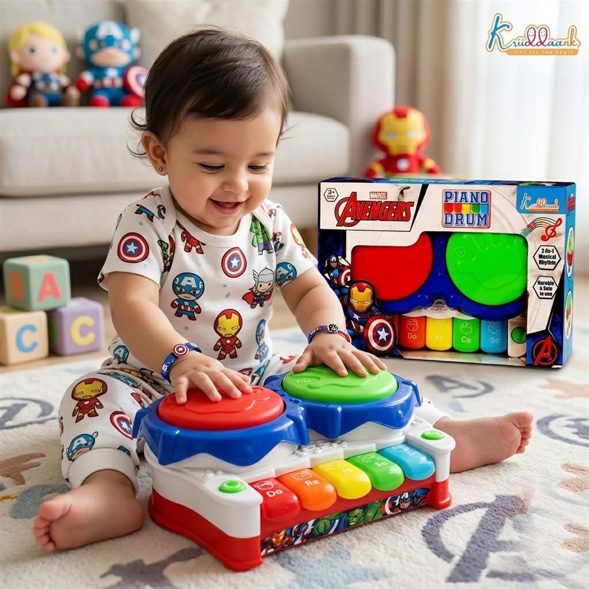 Kriiddaank Marvel Avengers 2-in-1 Piano Drum Musical Toy for Kids
