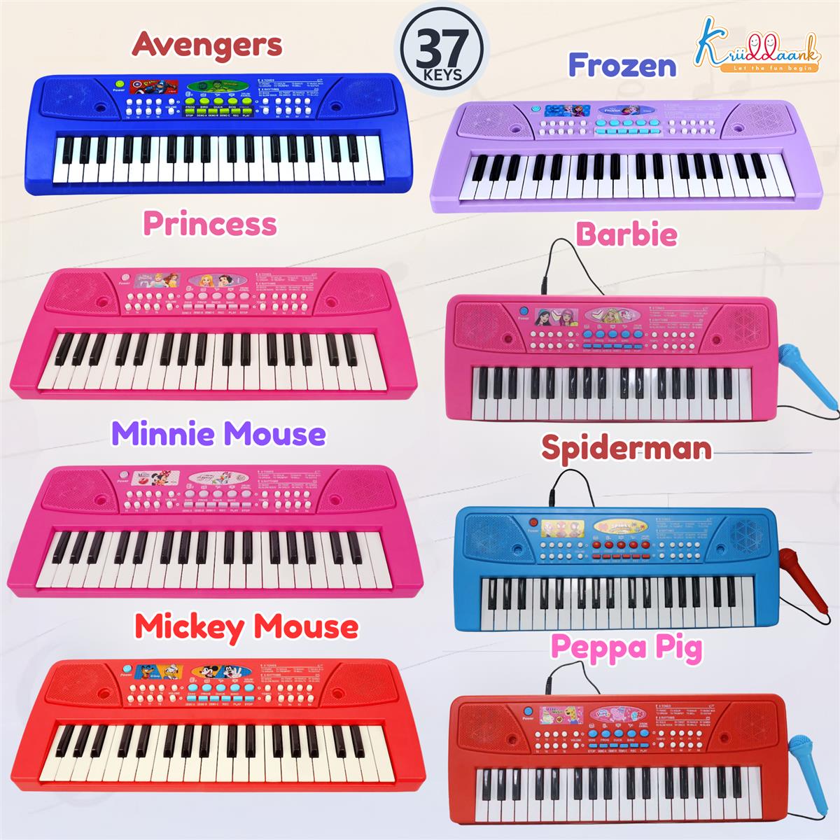 Kriiddaank Peppa Pig Theme Musical Keyboard Piano for Toddlers with Microphone & USB