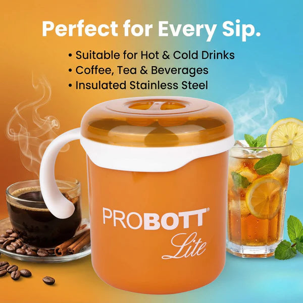Probott Lite Cuppa Stainless Steel Mug Orange 280ml