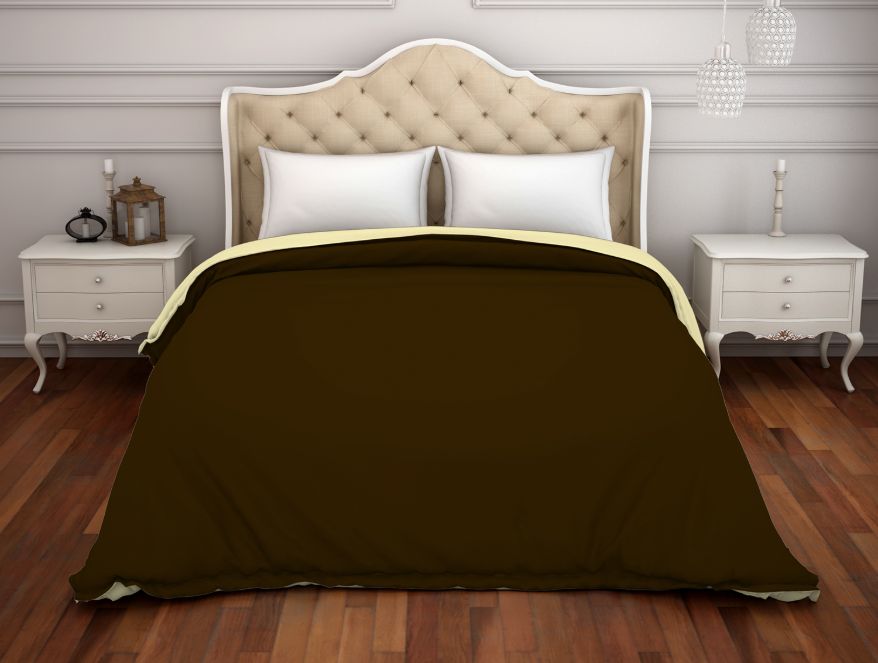 Spaces Solid Chocolate - 100% Cotton Double Duvet Cover - Hygro Dark Brown