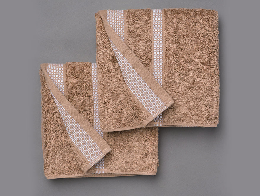 Spaces Chocolate - Dark Brown 2 Piece 100% Cotton Hand Towel - Hygro