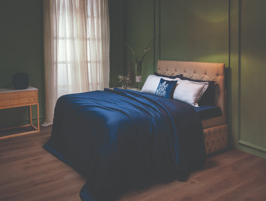 Spaces Solid Midnight Blue - 100% Cotton Bed In A Bag - Toujours  Dark Blue