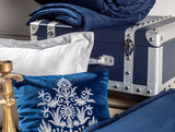 Spaces Solid Midnight Blue - 100% Cotton Bed In A Bag - Toujours  Dark Blue