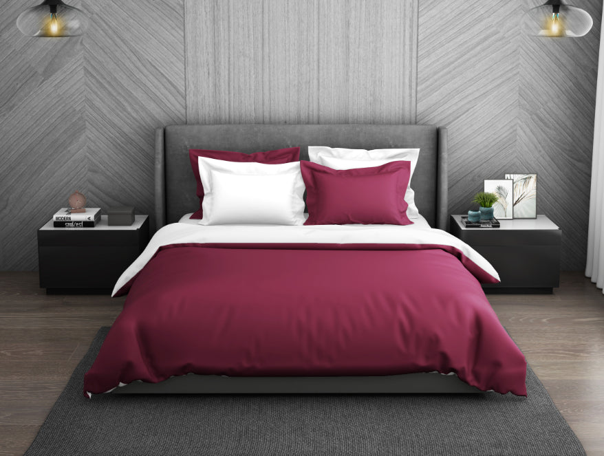 Spaces Solid Sangaria - 100% Cotton Double Duvet Cover - Hygro Dark Violet