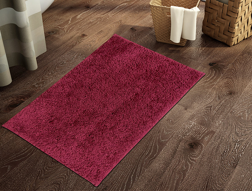 Spaces Anti Skid Claret-Dark Red Drylon Small Bath Mat - Day To Day Plus