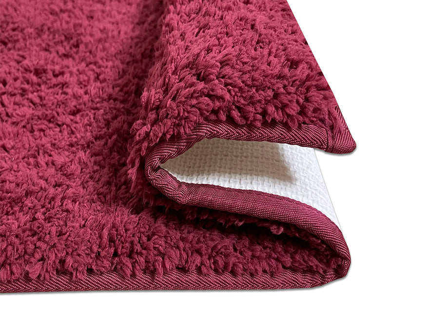 Spaces Anti Skid Claret-Dark Red Drylon Small Bath Mat - Day To Day Plus