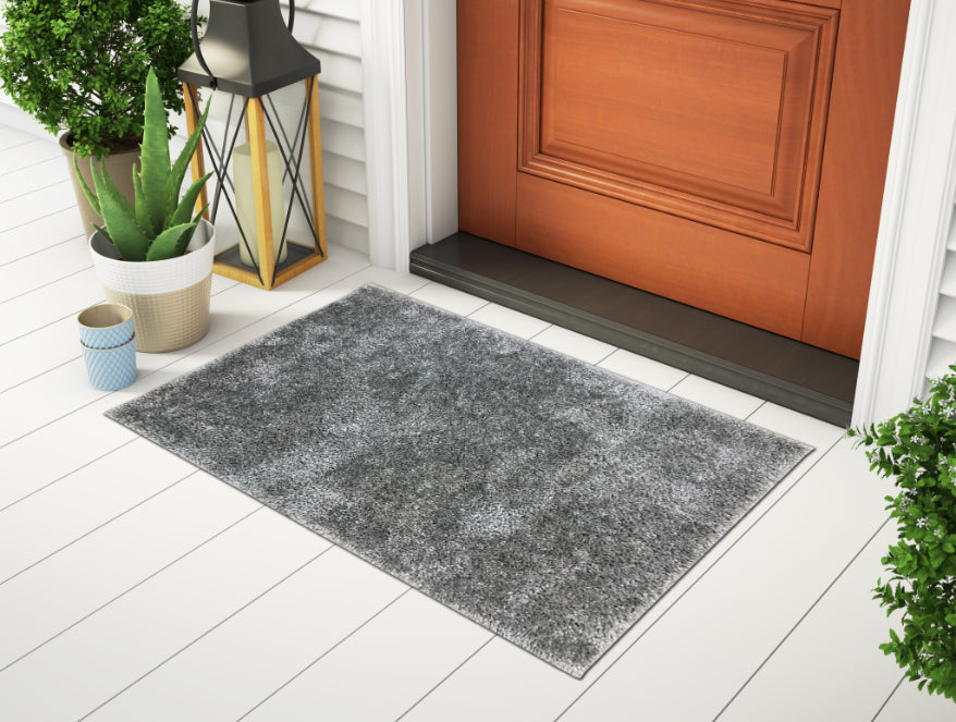 Spaces Plush Feel Grey Drylon Large Bath Mat - Luxury Cushlon