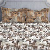 Spaces Geometric Dark Brown 100% Cotton Double Bedsheet by Atrium