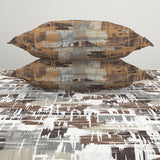 Spaces Geometric Dark Brown 100% Cotton Double Bedsheet by Atrium