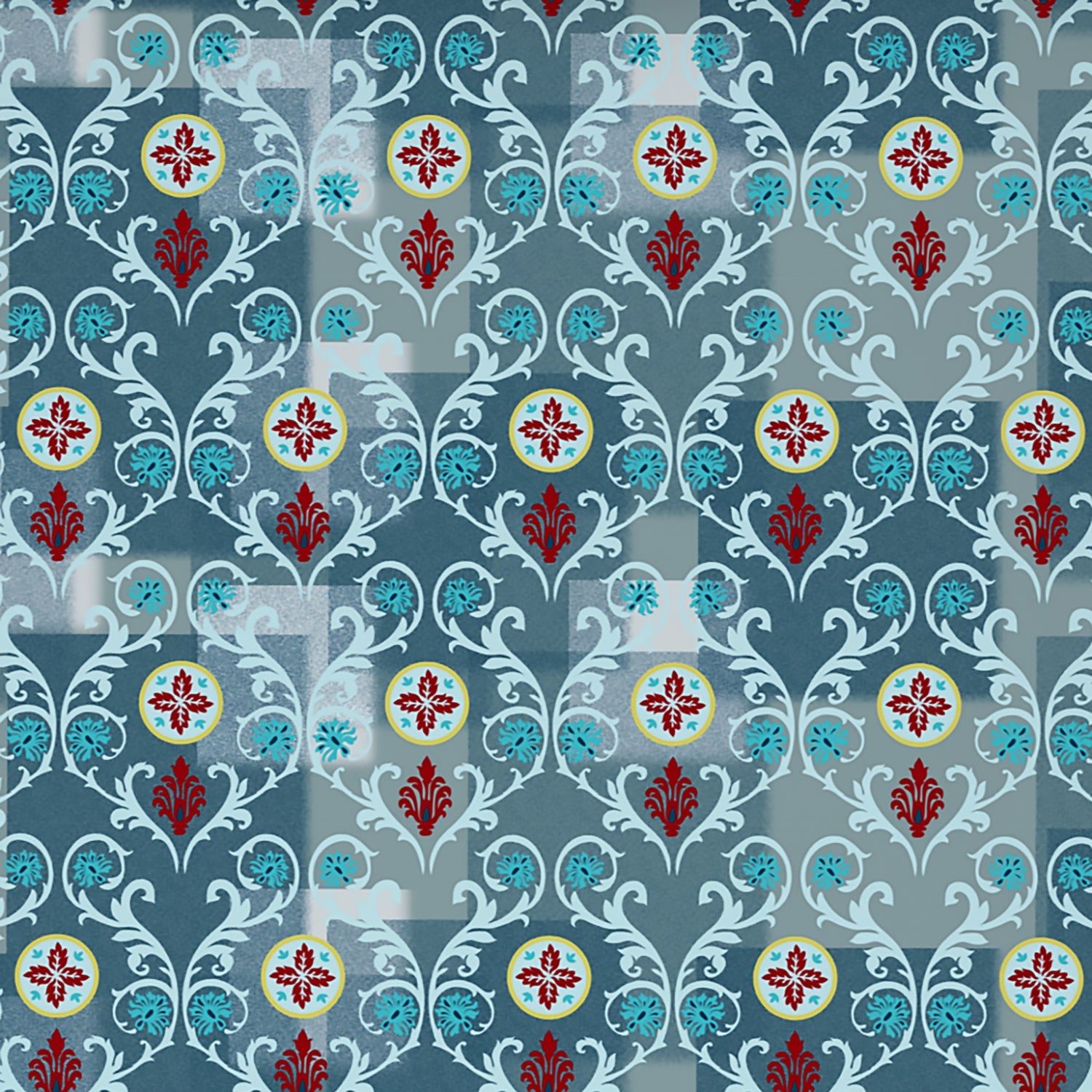 Spaces Ornate Blue 100% Cotton Double Bedsheet by Atrium