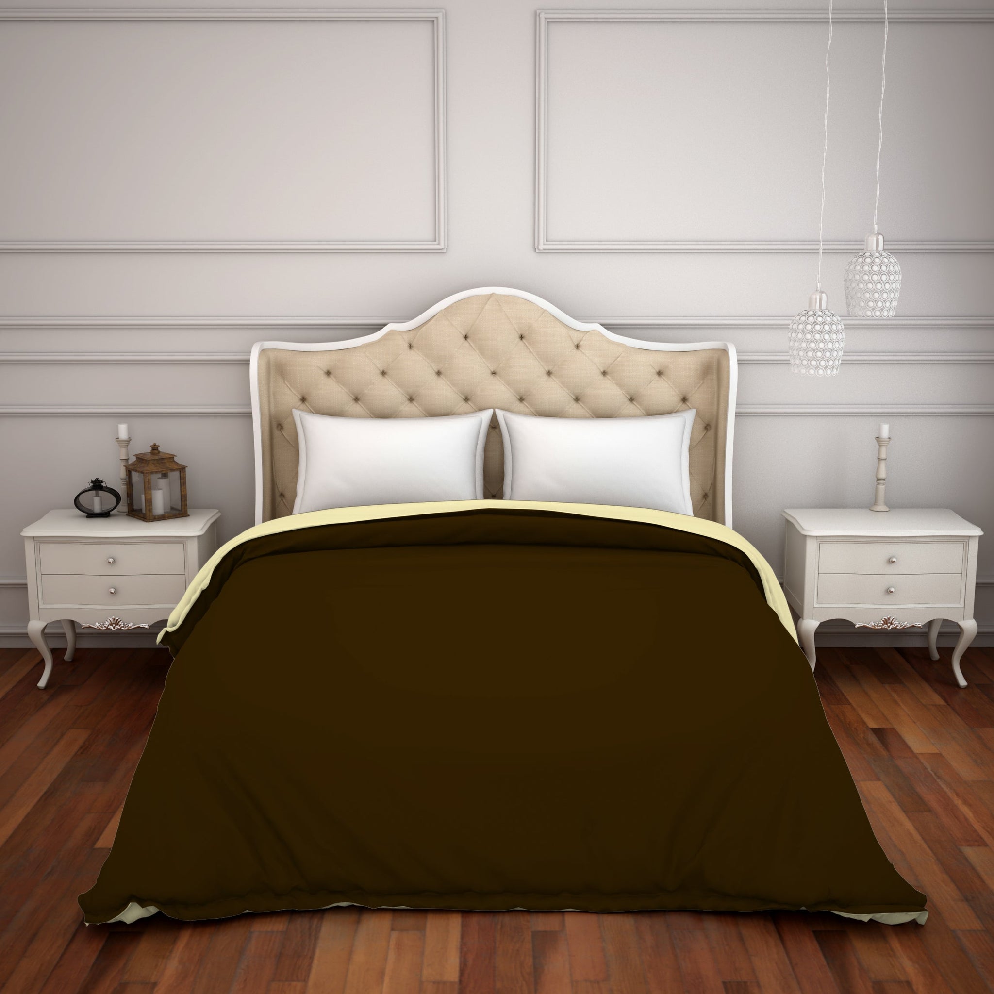 Spaces Solid Chocolate - Dark Brown Hygro Cotton Double Duvet Cover - Hygr