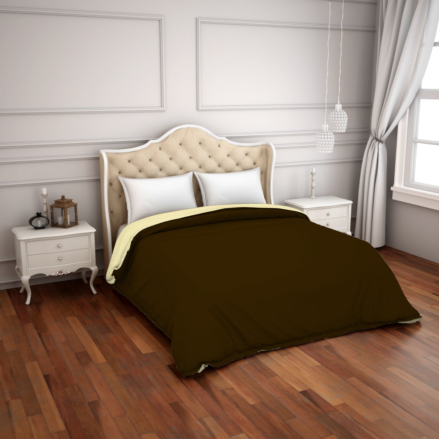 Spaces Solid Chocolate - Dark Brown Hygro Cotton Double Duvet Cover - Hygr