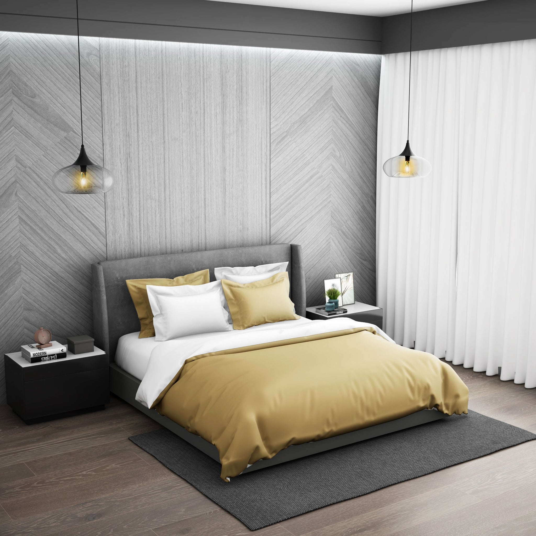 Spaces Solid Champagne Gold - Gold Hygro Cotton Double Duvet Cover - Hygro