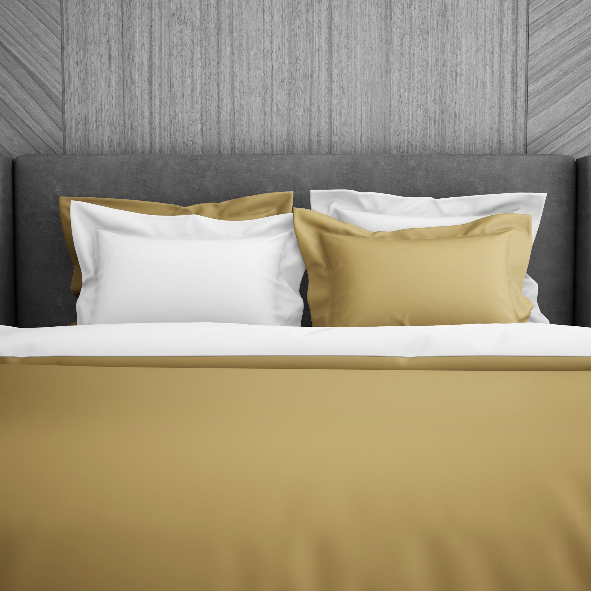 Spaces Solid Champagne Gold - Gold Hygro Cotton Double Duvet Cover - Hygro