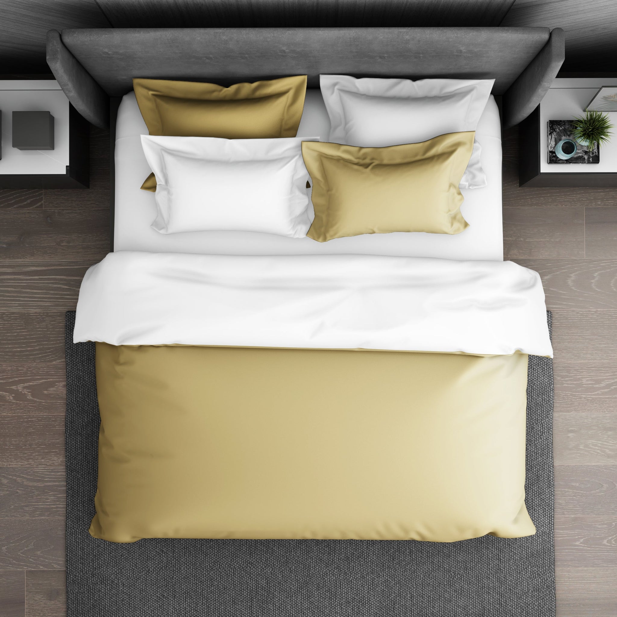 Spaces Solid Champagne Gold - Gold Hygro Cotton Double Duvet Cover - Hygro