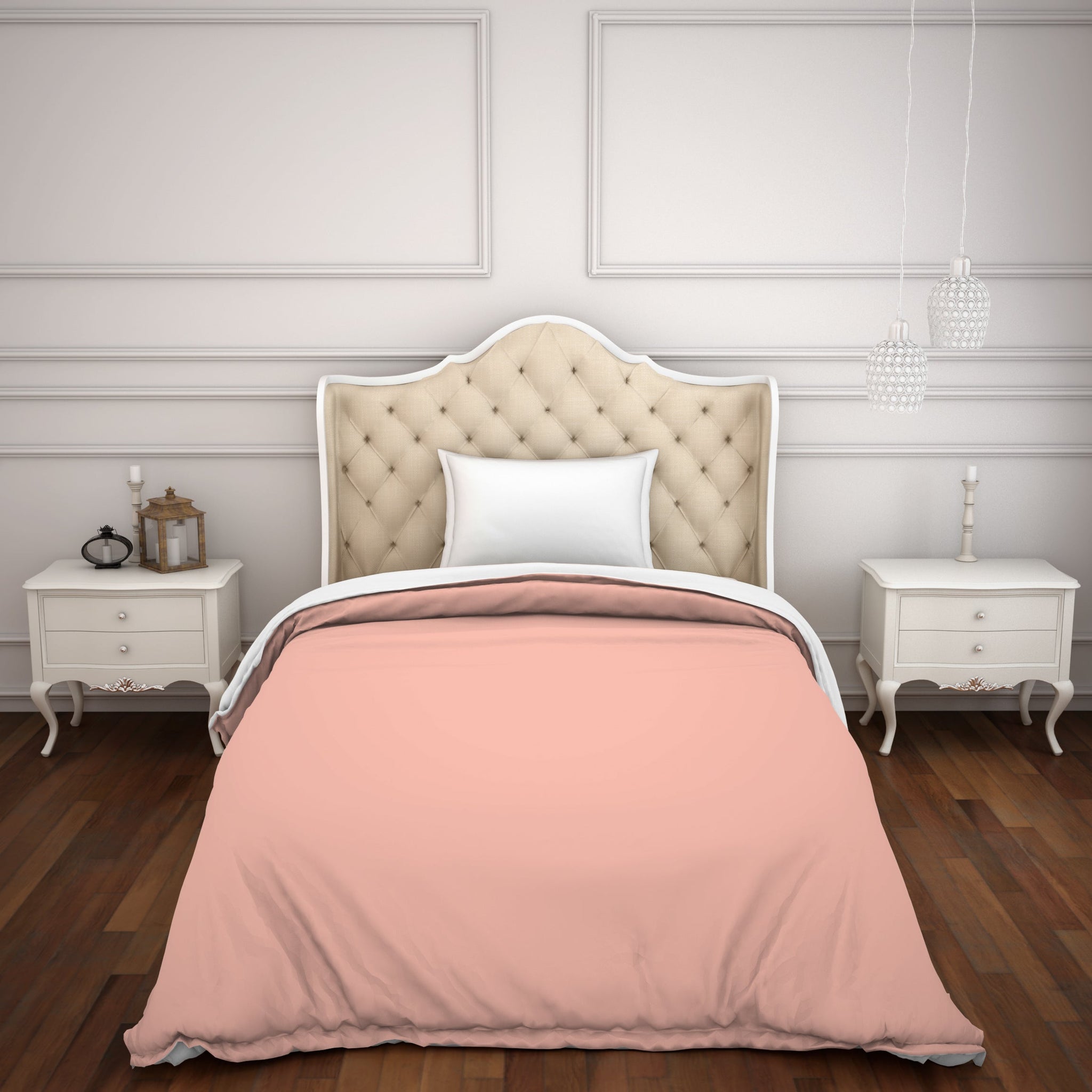 Spaces Solid Coral - Coral Hygro Cotton Single Duvet Cover - Hygro