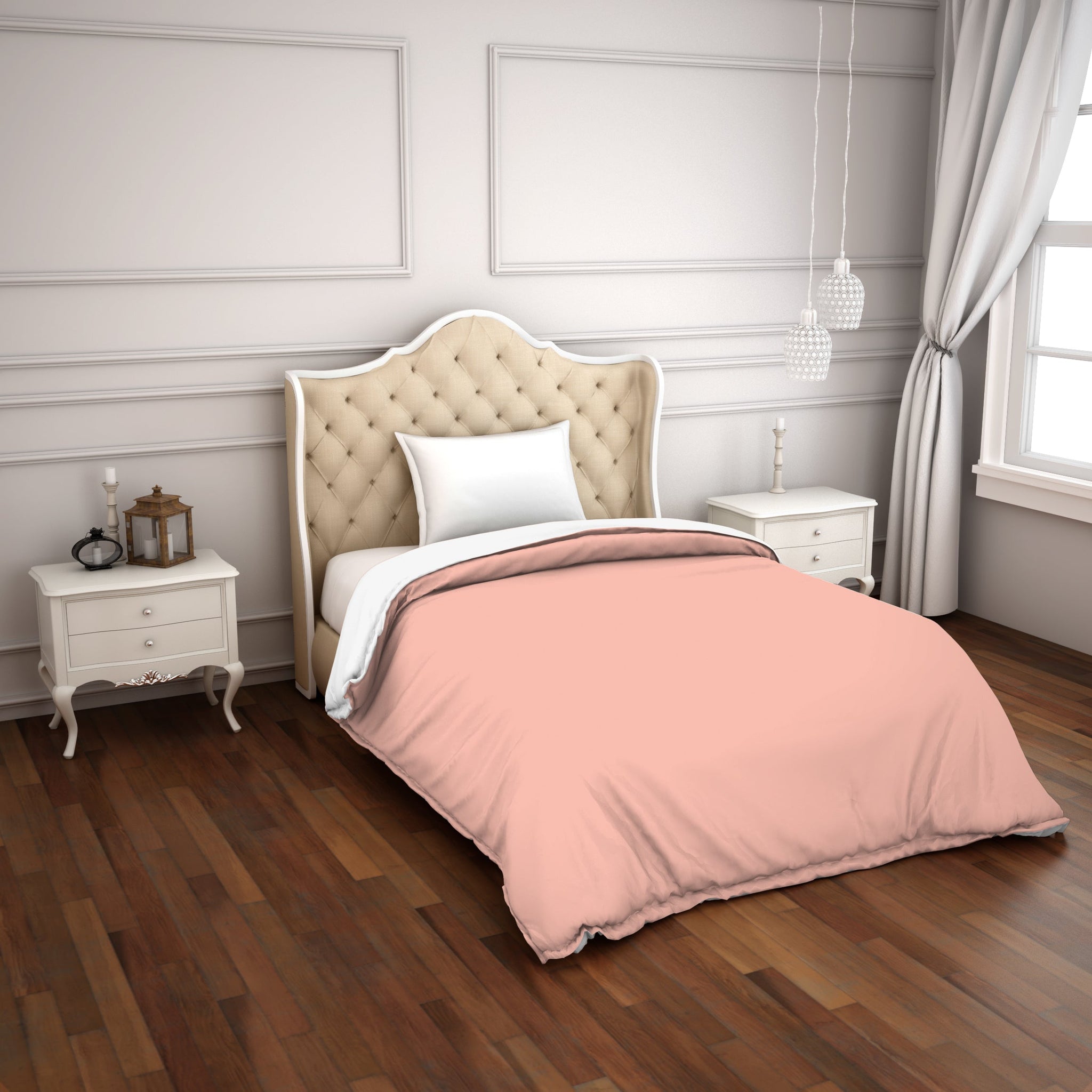 Spaces Solid Coral - Coral Hygro Cotton Single Duvet Cover - Hygro