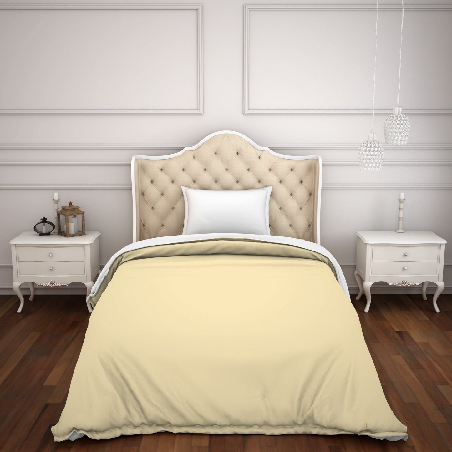 Spaces Solid Cream - Light Yellow Hygro Cotton Single Duvet Cover - Hygro