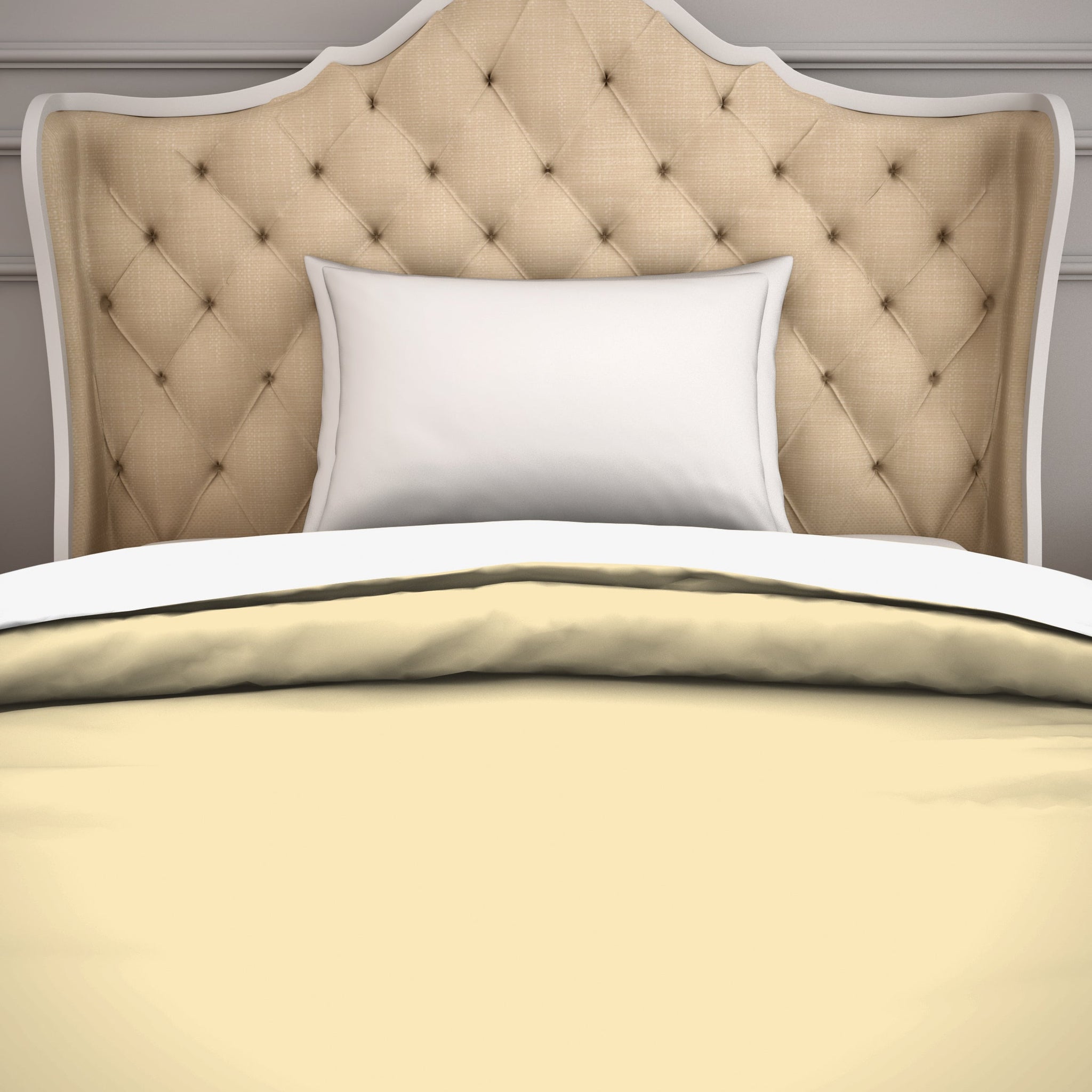 Spaces Solid Cream - Light Yellow Hygro Cotton Single Duvet Cover - Hygro