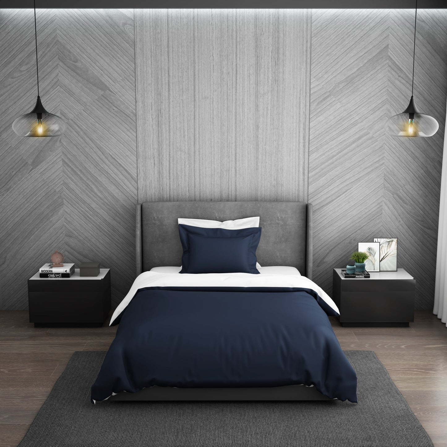 Spaces Solid Midnight Blue - Dark Blue Hygro Cotton Shell Single Quilt / AC Comforter - Hygro