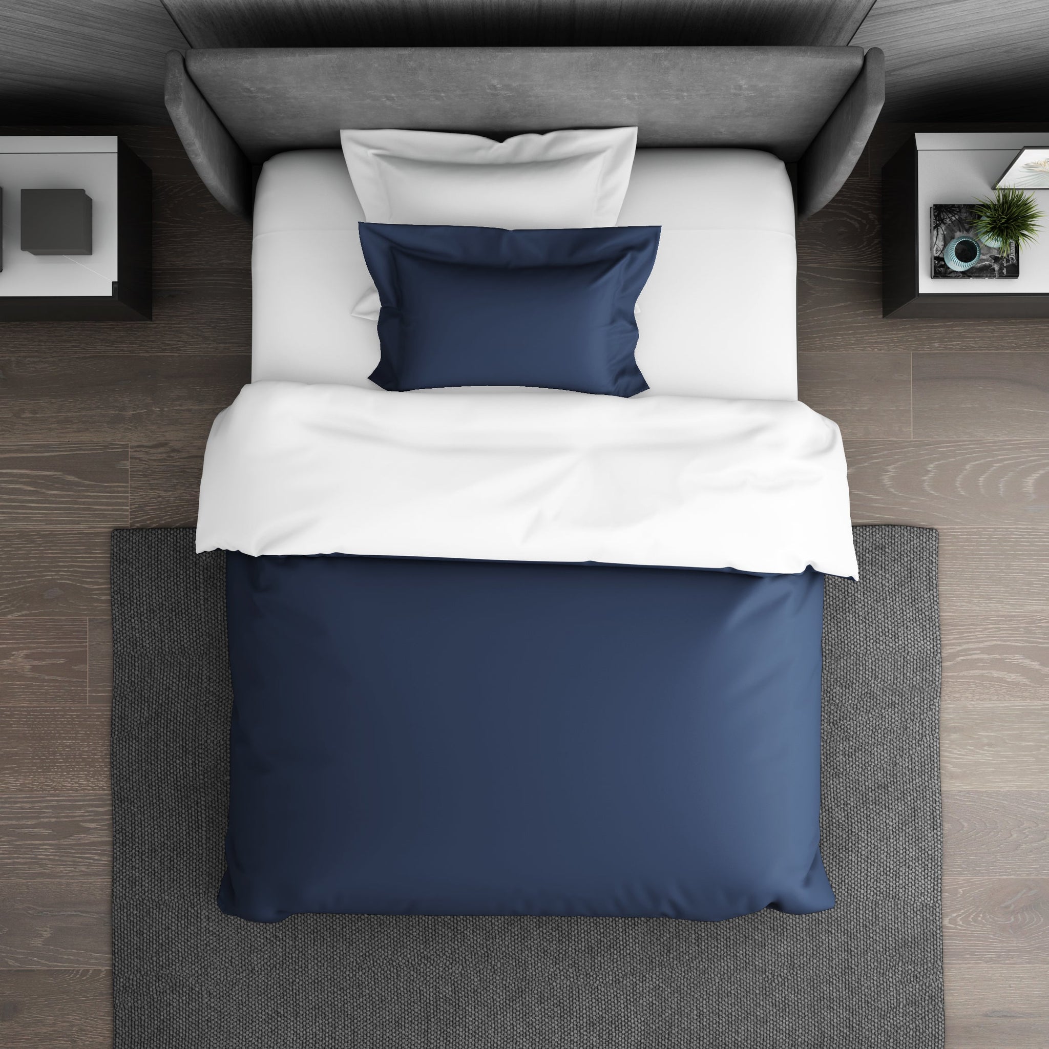 Spaces Solid Midnight Blue - Dark Blue Hygro Cotton Shell Single Quilt / AC Comforter - Hygro