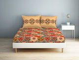 Spaces Geometric Creampuff - Light Orange 100% Cotton Double Bedsheet - Aurum